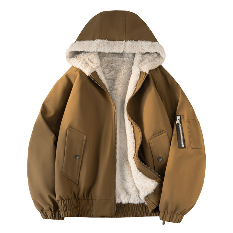 Herren Kapuzen-Bomberjacke mit Teddyfutter, wasserabweisender Außenhülle und Utility-Taschen Nord Taschen