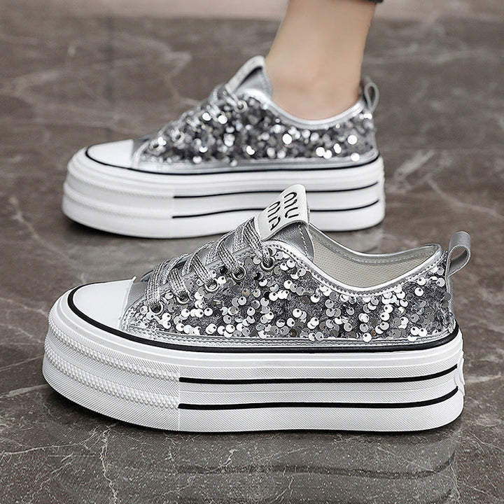 Damen Plateausneaker mit glamourösen Paillettenakzenten
