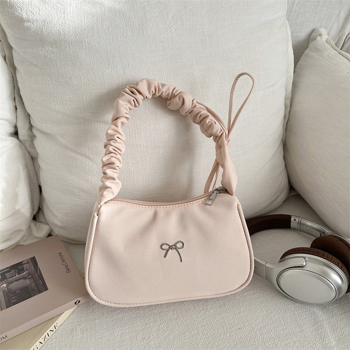 Damen elegante Schultertasche mit dekorativem Rüschengriff Nord Taschen