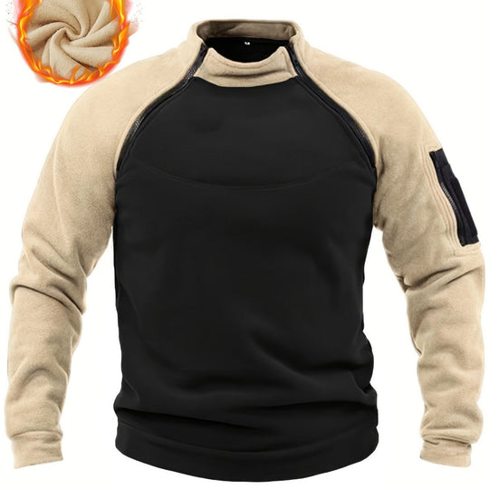 Herren Technischer Fleece-Pullover mit winddichter Frontpaneel und Armtasche Nord Taschen