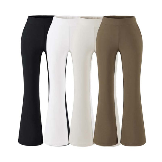 Damen Hochtaillierte Stretch-Schlaghose mit weitem ausgestelltem Saum Nord Taschen