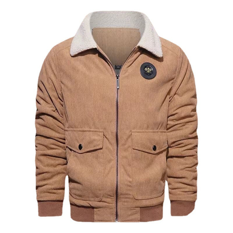 Herren Cord-Blouson mit Teddyfutter, Pattentaschen und Stehkragen Nord Taschen