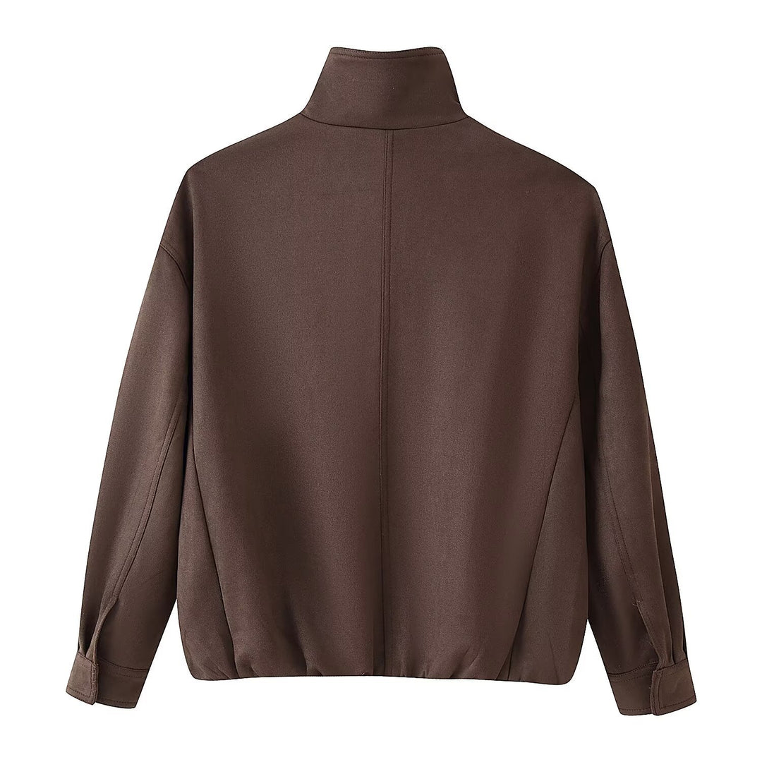 Damen Boxy-Kurzjacke mit hohem Funnelkragen und verdeckter Reißverschlussleiste Nord Taschen