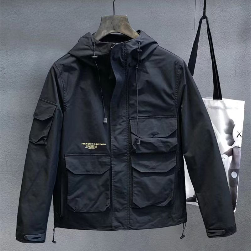 Herren Utility-Outdoorjacke mit Kapuze, Mehrfach-Taschenfront und verstellbarem Saum Nord Taschen