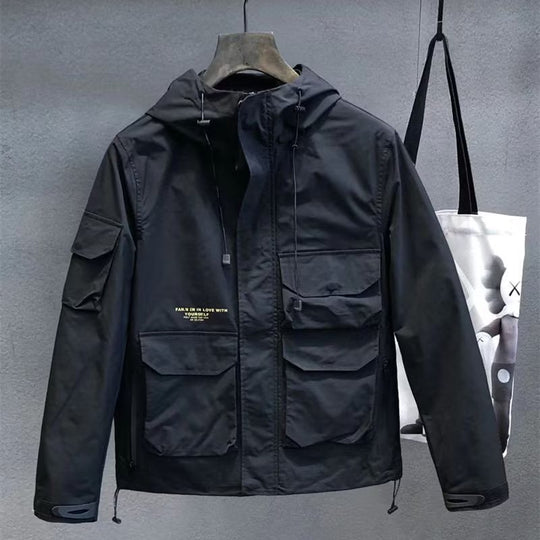 Herren Utility-Outdoorjacke mit Kapuze, Mehrfach-Taschenfront und verstellbarem Saum Nord Taschen