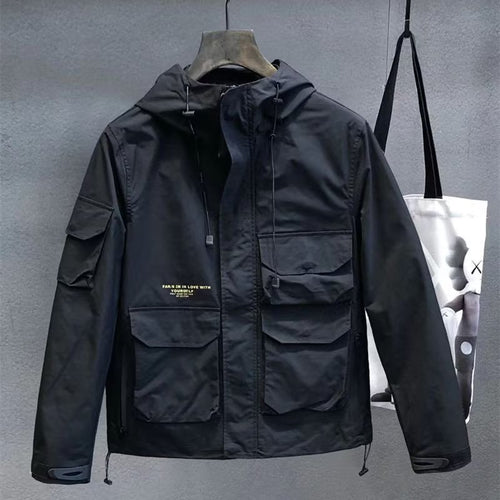 Herren Utility-Outdoorjacke mit Kapuze, Mehrfach-Taschenfront und verstellbarem Saum Nord Taschen