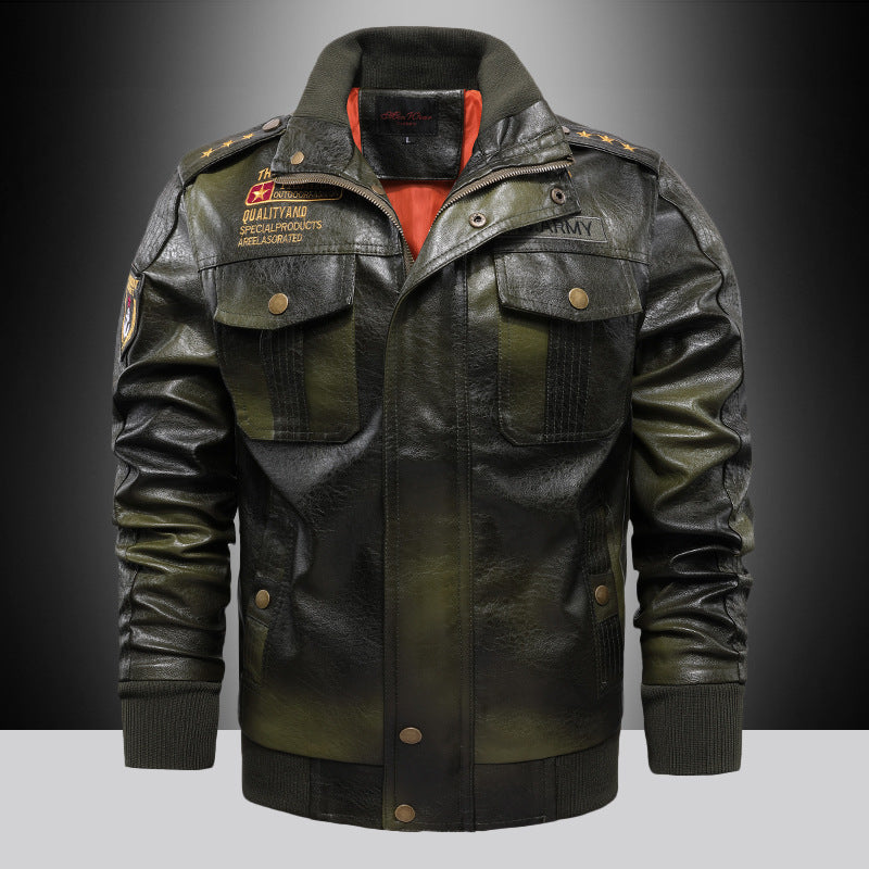 Herren Premium Kunstleder-Fliegerblouson im Aviator-Look mit Applikationen und Reißverschlussblende Nord Taschen