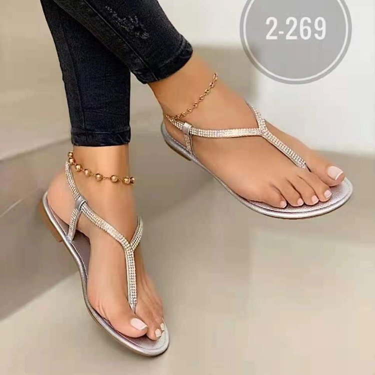 Damen Strassverzierte Zehentrenner-Sandalen