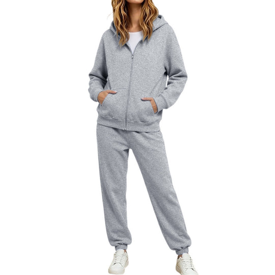 Damen Komfortabler Kapuzenpullover und Jogginghose Set Nord Taschen