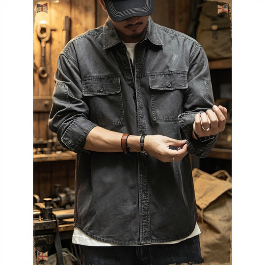 Herren Baumwoll-Utility-Overshirt mit Pattentaschen Nord Taschen