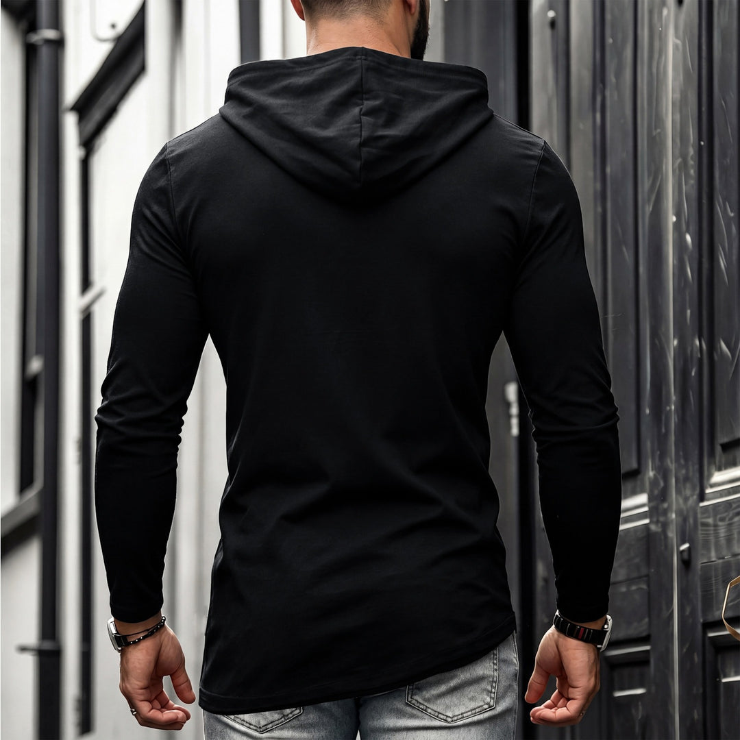 Herren Enganliegendes Langarmshirt mit hohem Schlauchkragen und asymmetrischem Saum Nord Taschen