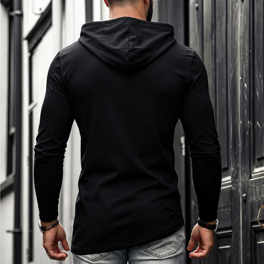 Herren Enganliegendes Langarmshirt mit hohem Schlauchkragen und asymmetrischem Saum Nord Taschen