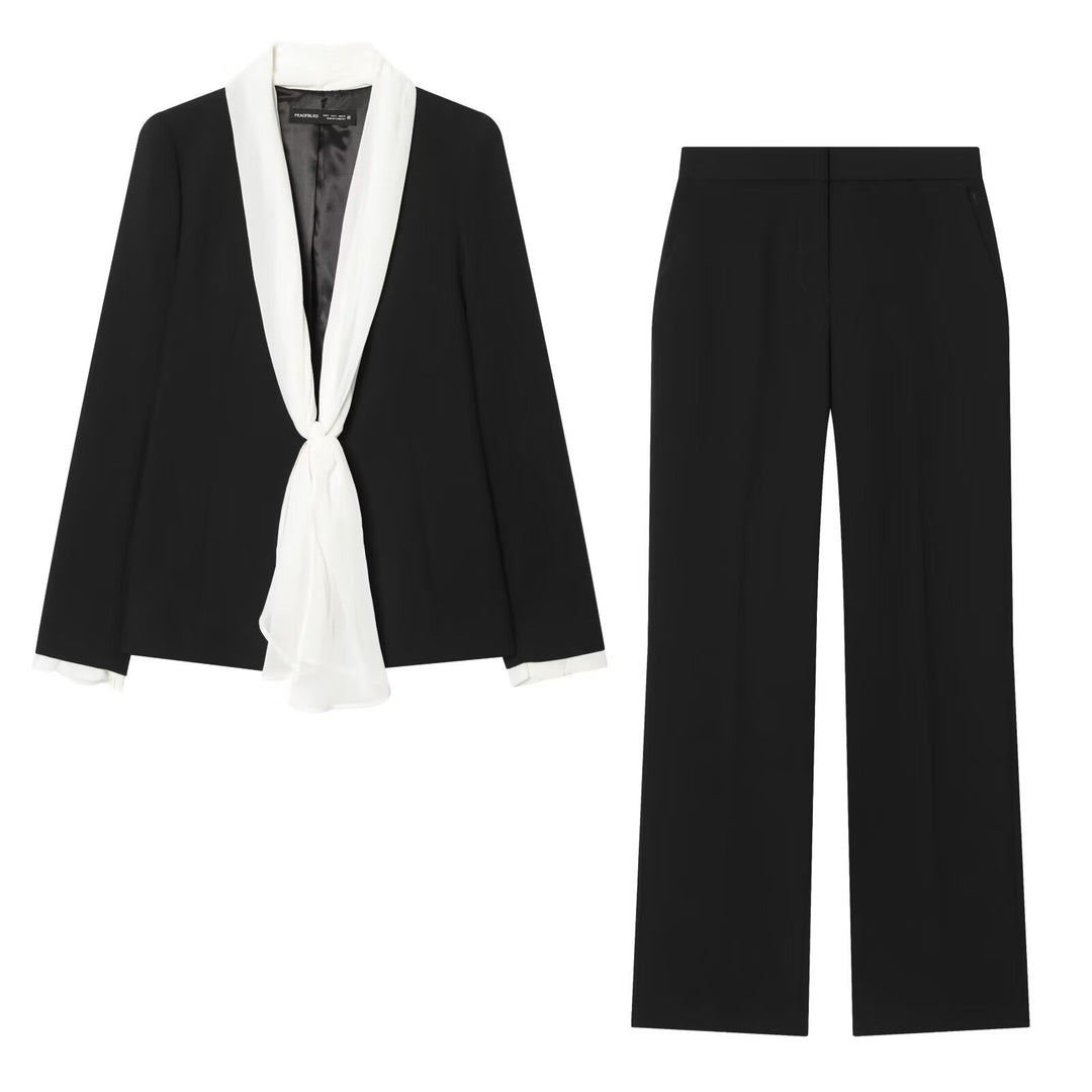 Damen Weite High‑Waist-Hose mit elastischem Bund, Bügelfalte und Seitentaschen Nord Taschen