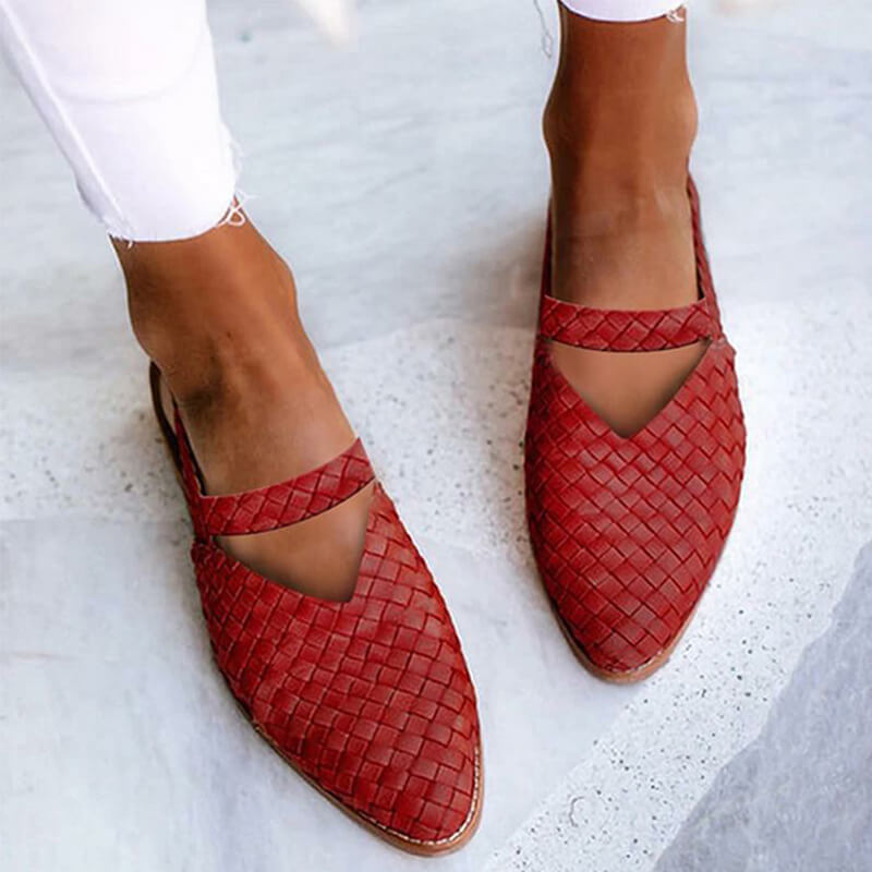 Woven-Style Spitze Slingback Flats für Damen