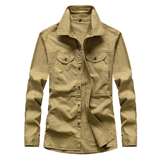 Herren Leichtes Canvas-Fieldshirt mit Brustklappen und Hemdkragen Nord Taschen