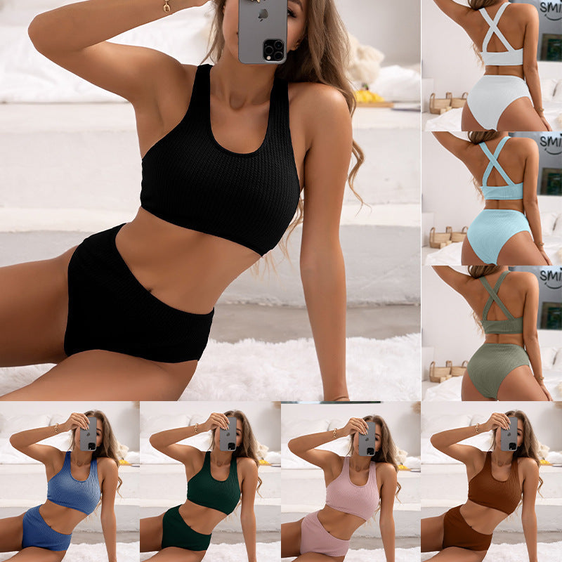 Damen Hochtaillierter Bikini mit geschickt überkreuzten Trägern Nord Taschen