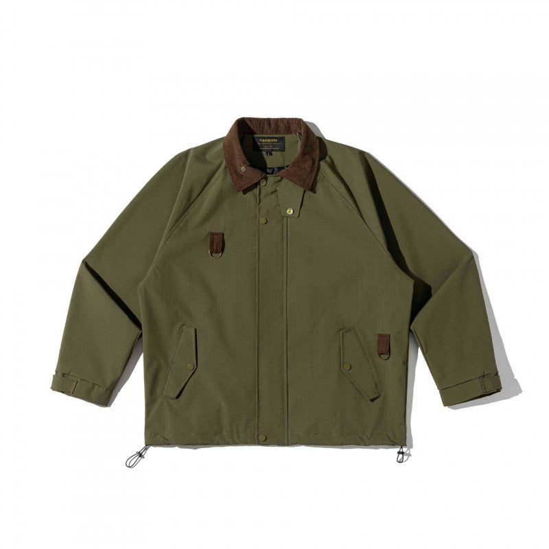 Unisex Kastenförmige Overshirt‑Jacke im Utility‑Stil mit Cordkragen, Pattentaschen und Kordelzugsaum Nord Taschen
