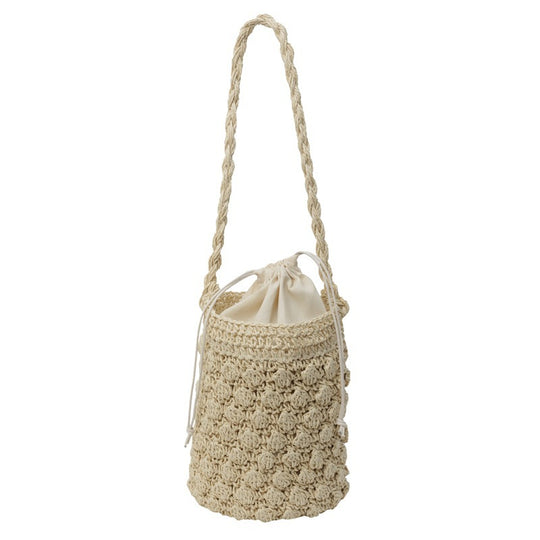 Damen Hobo-Tasche aus handgewebtem Naturmaterial mit praktischem Kordelzug Nord Taschen