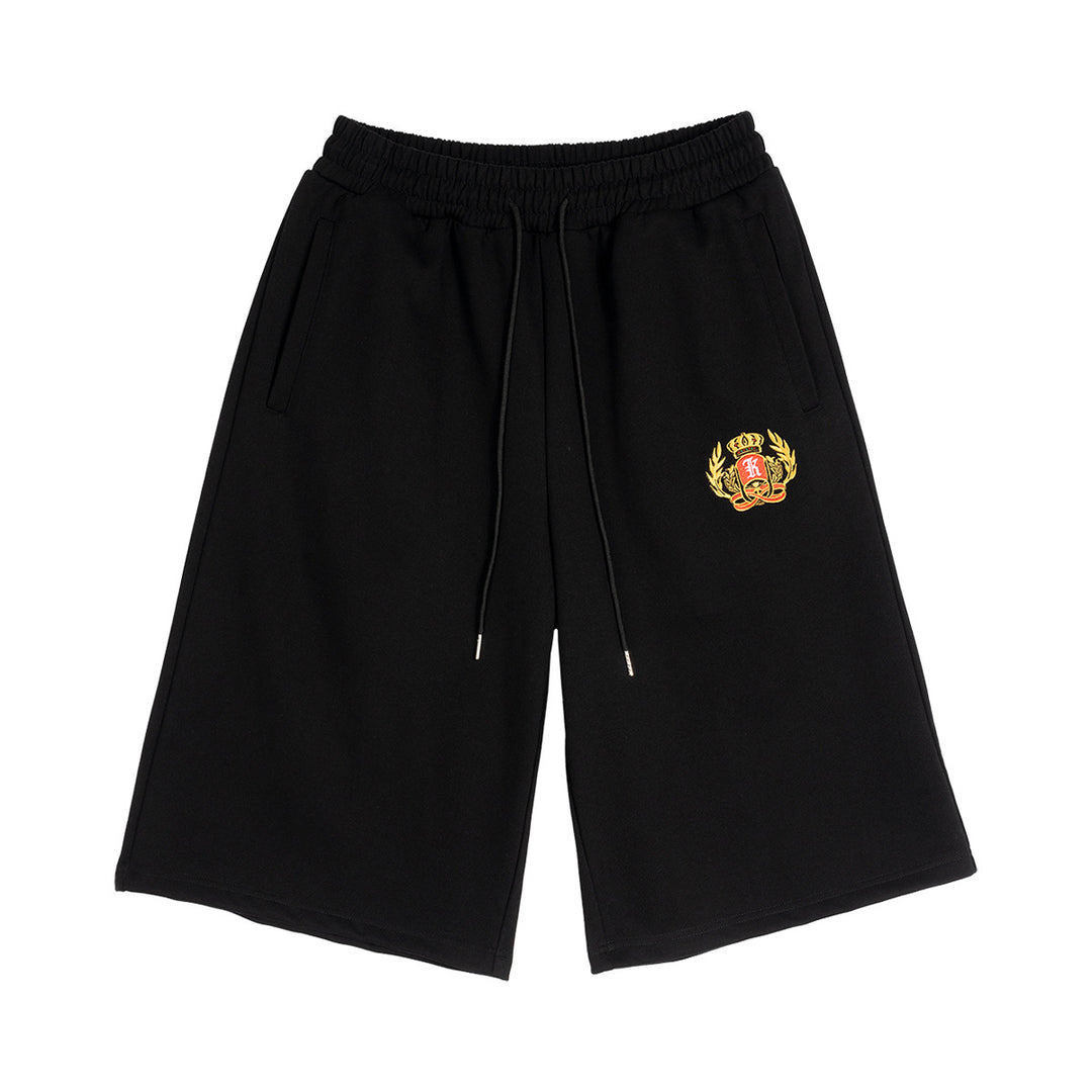 Herren Knieumspielende French-Terry Sweatshorts mit Kordelzug und gesticktem Wappen Nord Taschen