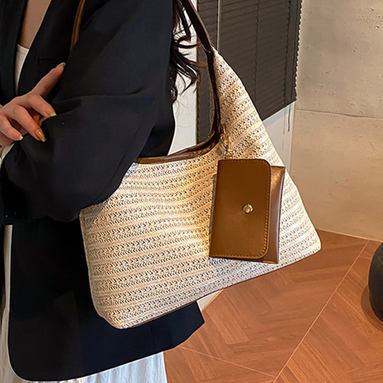 Damen Hobo-Tasche aus hochwertigem geflochtenem Material mit abnehmbarem Anhänger Nord Taschen