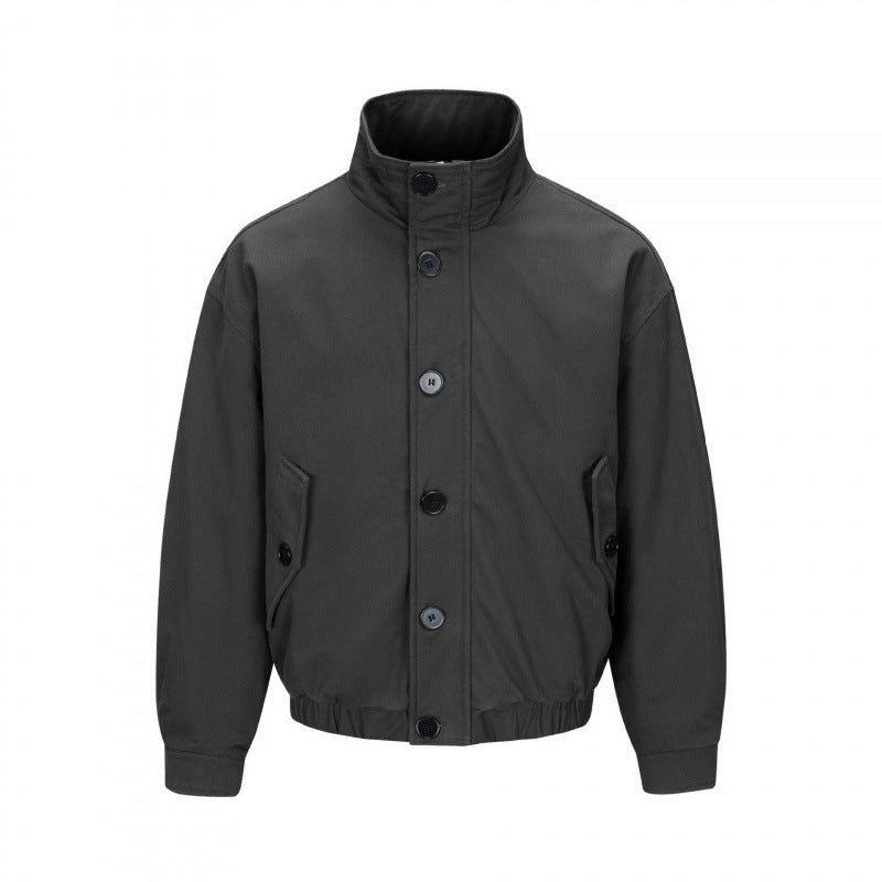 Herren Kurzblouson im Field-Look mit verstärktem Stehkragen, markanter Knopfleiste und Tunnelzugsaum Nord Taschen