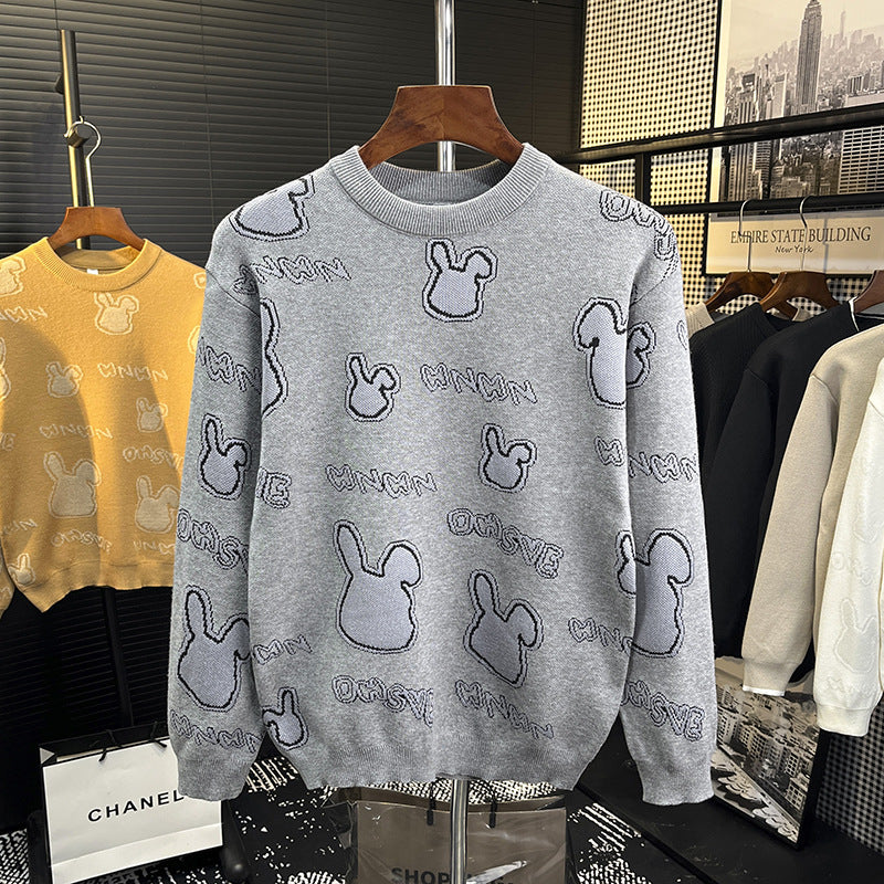 Unisex Feinstrick-Pullover mit dezentem Jacquard-Hasenrelief und Rundhalsausschnitt Nord Taschen