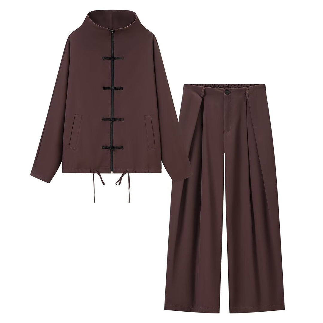 Damen leichte Boxy-Jacke mit Stehkragen, Zipper-Front, Kordelzug und dekorativen Knotenverschlüssen Nord Taschen