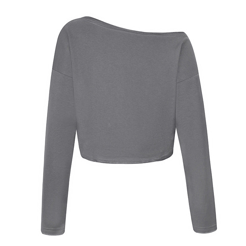Damen Cropped Langarmshirt mit weitem Boot-Ausschnitt und dropped-shoulder Nord Taschen