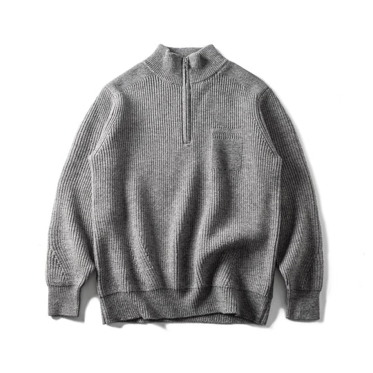 Herren Grobstrick Half‑Zip Pullover mit Stehkragen und Brusttasche Nord Taschen
