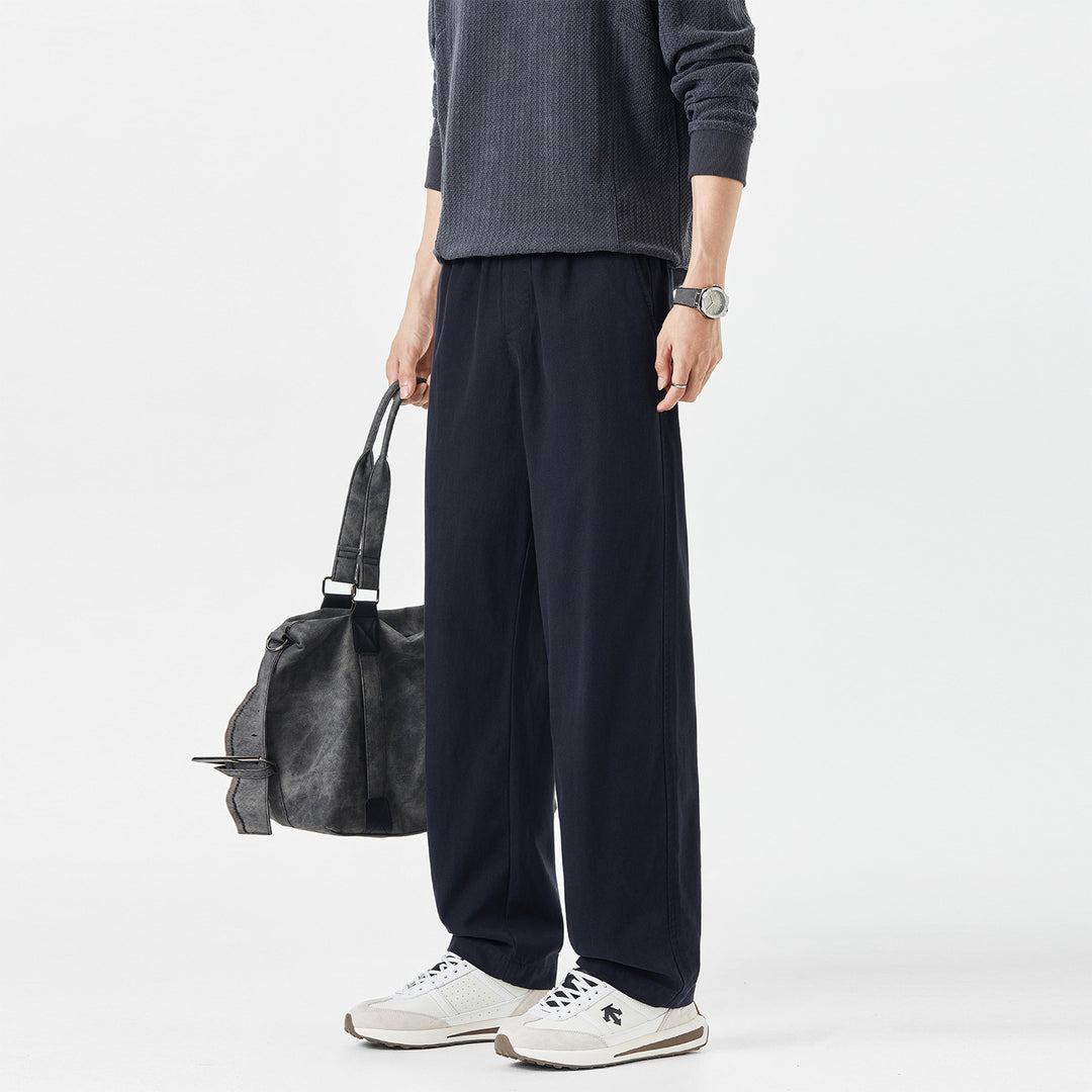 Herren Entspannte Baumwollhose mit elastischem Bund und weitem Bein Nord Taschen