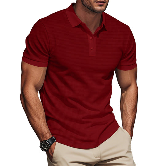 Herren nan elegantes Struktur-Poloshirt mit Kentkragen, kurzer Knopfleiste und atmungsaktivem Stretchjersey