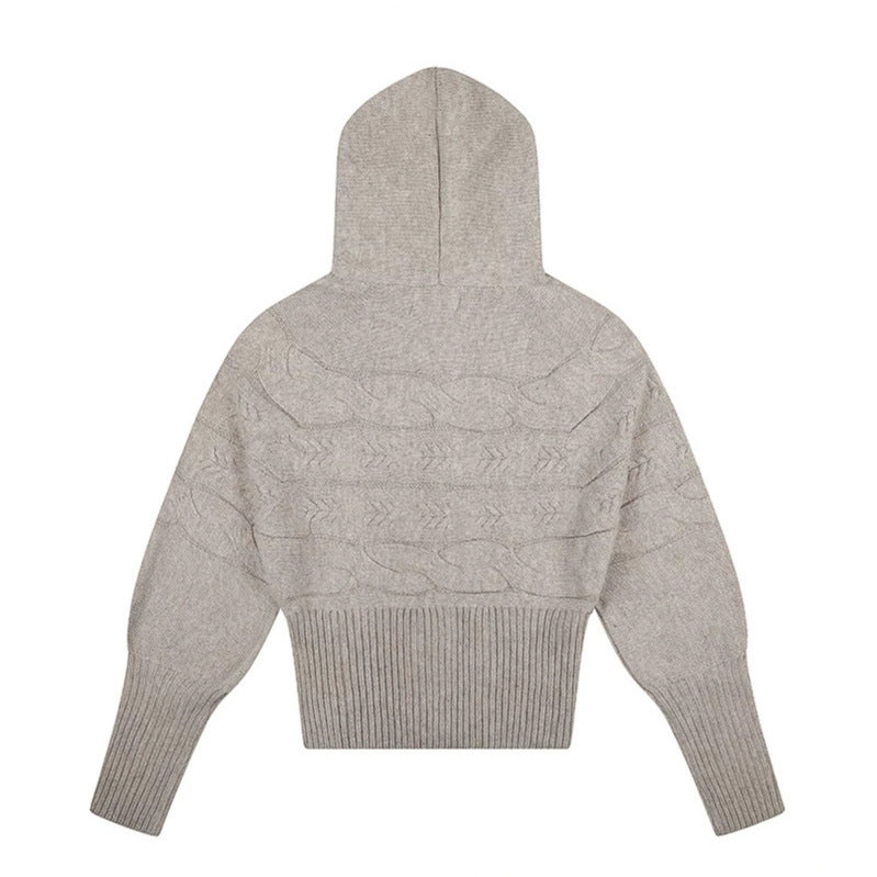 Damen Kapuzen‑Strickjacke mit Zopfmuster, Kunstfellbesatz und tailliertem Rippenbund Nord Taschen