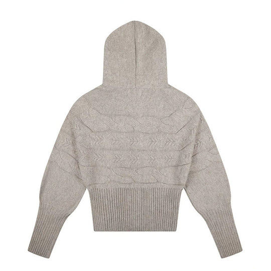 Damen Kapuzen‑Strickjacke mit Zopfmuster, Kunstfellbesatz und tailliertem Rippenbund Nord Taschen