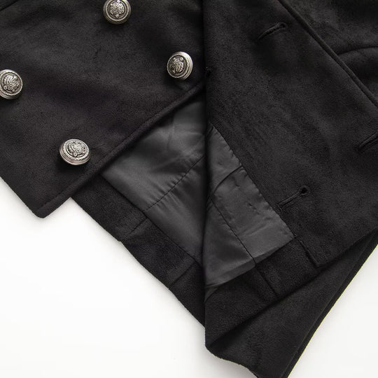 Damen Kurze uniforminspirierte Jacke mit hohem Stehkragen, Doppelknopfreihe und Ziermanschetten Nord Taschen