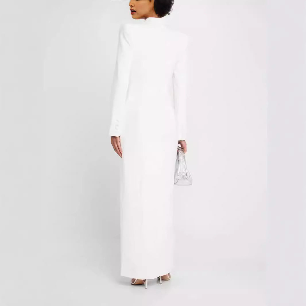 Damen Blazerkleid Maxikleid mit Doppelreiher, taillierter Silhouette und hohem Frontschlitz Nord Taschen