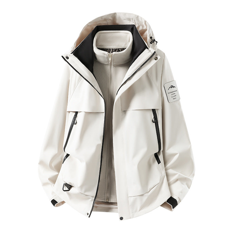 Herren modulare wasserdichte Outdoorjacke mit herausnehmbarer Fleece-Innenjacke, Kapuze und Reißverschlusstaschen Nord Taschen