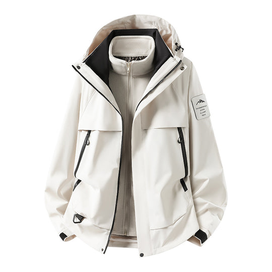 Herren modulare wasserdichte Outdoorjacke mit herausnehmbarer Fleece-Innenjacke, Kapuze und Reißverschlusstaschen Nord Taschen