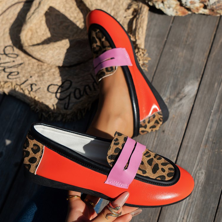 Damen modische Loafers mit Animal-Print und bunten Akzenten Nord Taschen