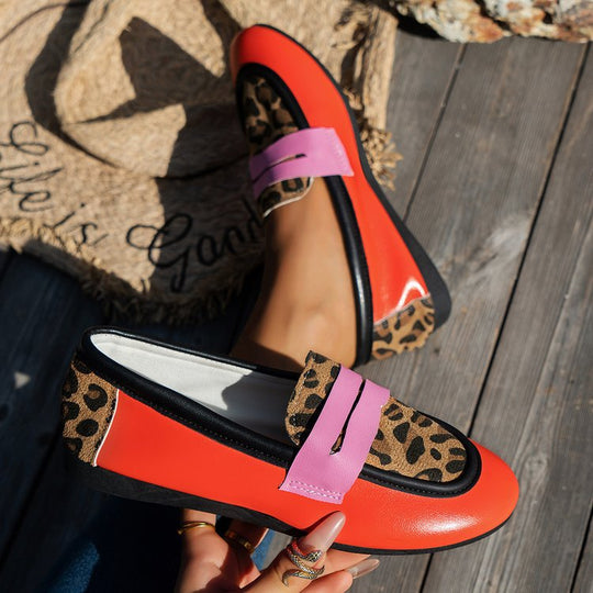 Damen modische Loafers mit Animal-Print und bunten Akzenten Nord Taschen