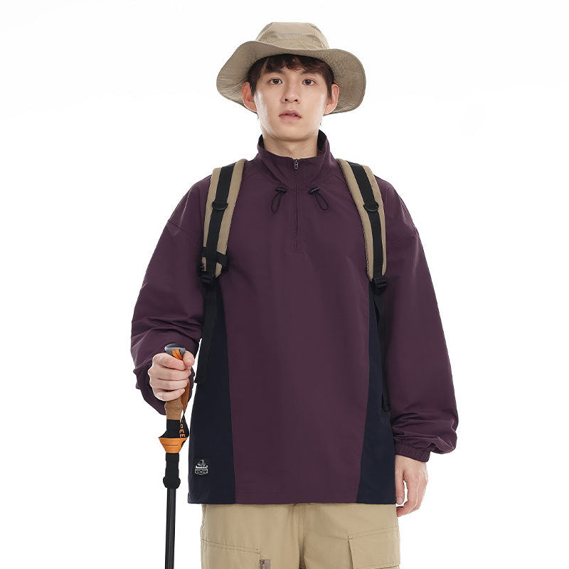 Herren leichter Nylon-Anorak mit Halbreißverschluss, Kordelzugsaum und Raglanärmeln Nord Taschen