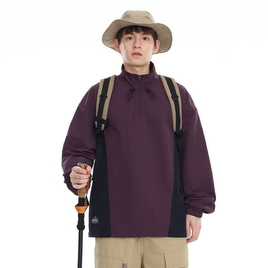 Herren leichter Nylon-Anorak mit Halbreißverschluss, Kordelzugsaum und Raglanärmeln Nord Taschen