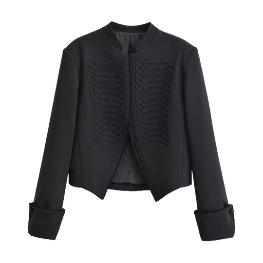 Damen Cropped Blazer im Husarenstil mit geflochtenen Zierkordeln Nord Taschen