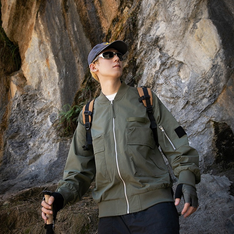 Damen Oversize Multifunktionale Field-Bomberjacke mit Cargo-Taschen & gerippten Bündchen Nord Taschen