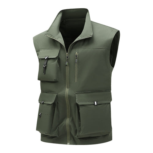 Herren Multifunktionale Outdoor-Utility-Weste mit mehreren Cargo-Taschen und Stehkragen Nord Taschen