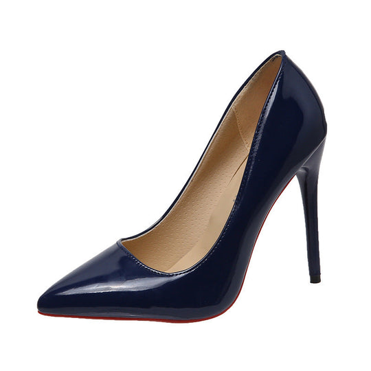 Damen nan spitzer bürotauglicher Pumps aus Lackoptik mit schmalem Stiletto und gepolstertem Komfortfußbett