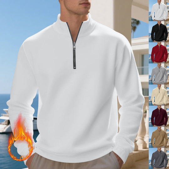 Herren sportlicher Sweatshirt mit modernem Stehkragen und Reißverschluss - Arvani