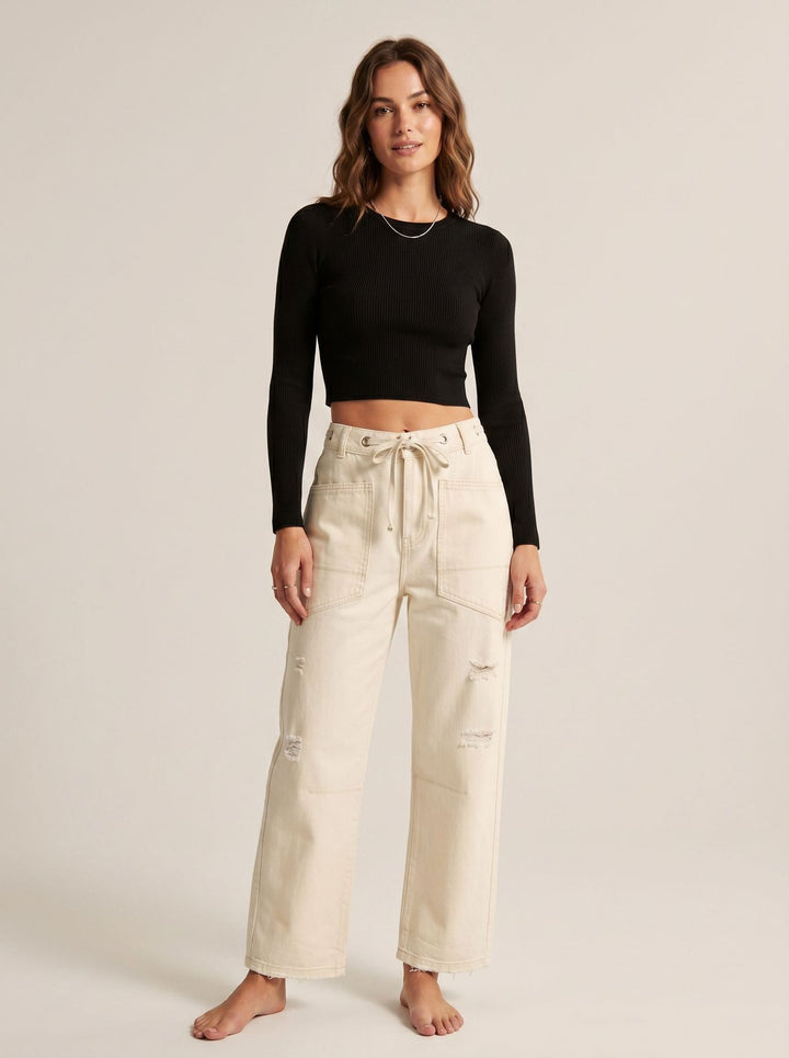 Damen oversized Strickpullover mit Rundhalsausschnitt und entspannter Silhouette Nord Taschen
