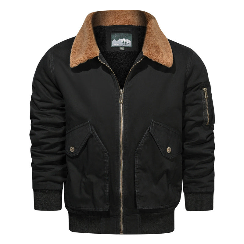 Herren Pilotenblouson im Canvas-Utility-Stil mit Sherpa-Kragen und Ärmeltasche Nord Taschen