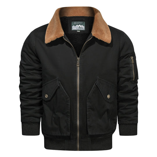 Herren Pilotenblouson im Canvas-Utility-Stil mit Sherpa-Kragen und Ärmeltasche Nord Taschen