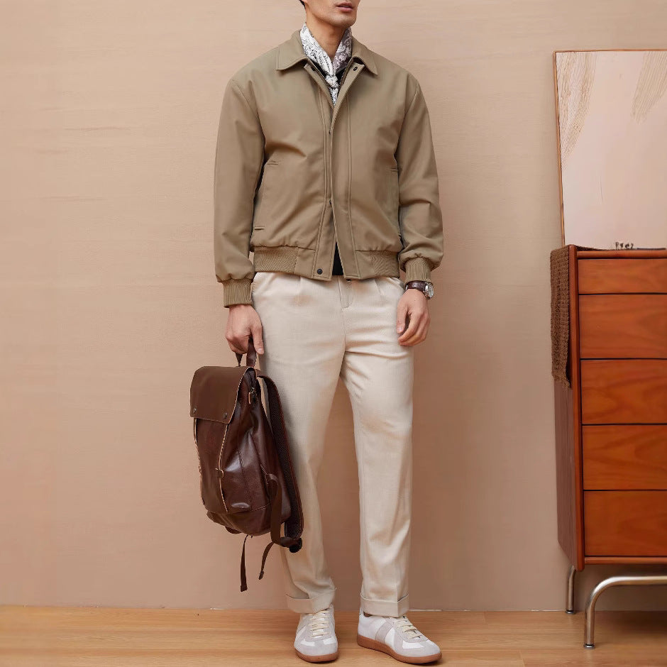 Herren klassische Harrington-Jacke mit Reißverschluss und Rippbündchen Nord Taschen